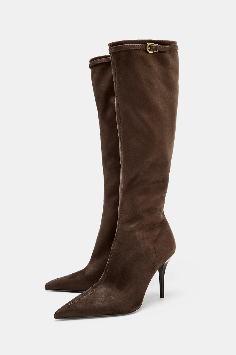 BUCKLED HEEL BOOTS