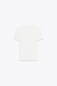 COTTON T-SHIRT WITH TEXT AND RIPS