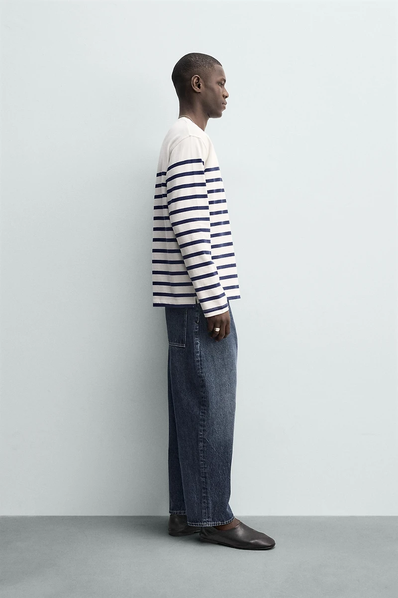RELAXED FIT STRIPED JACQUARD T-SHIRT