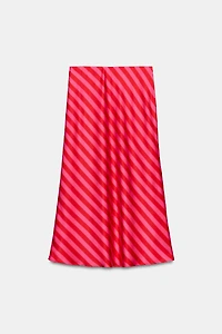 STRIPED SATIN MIDI SKIRT