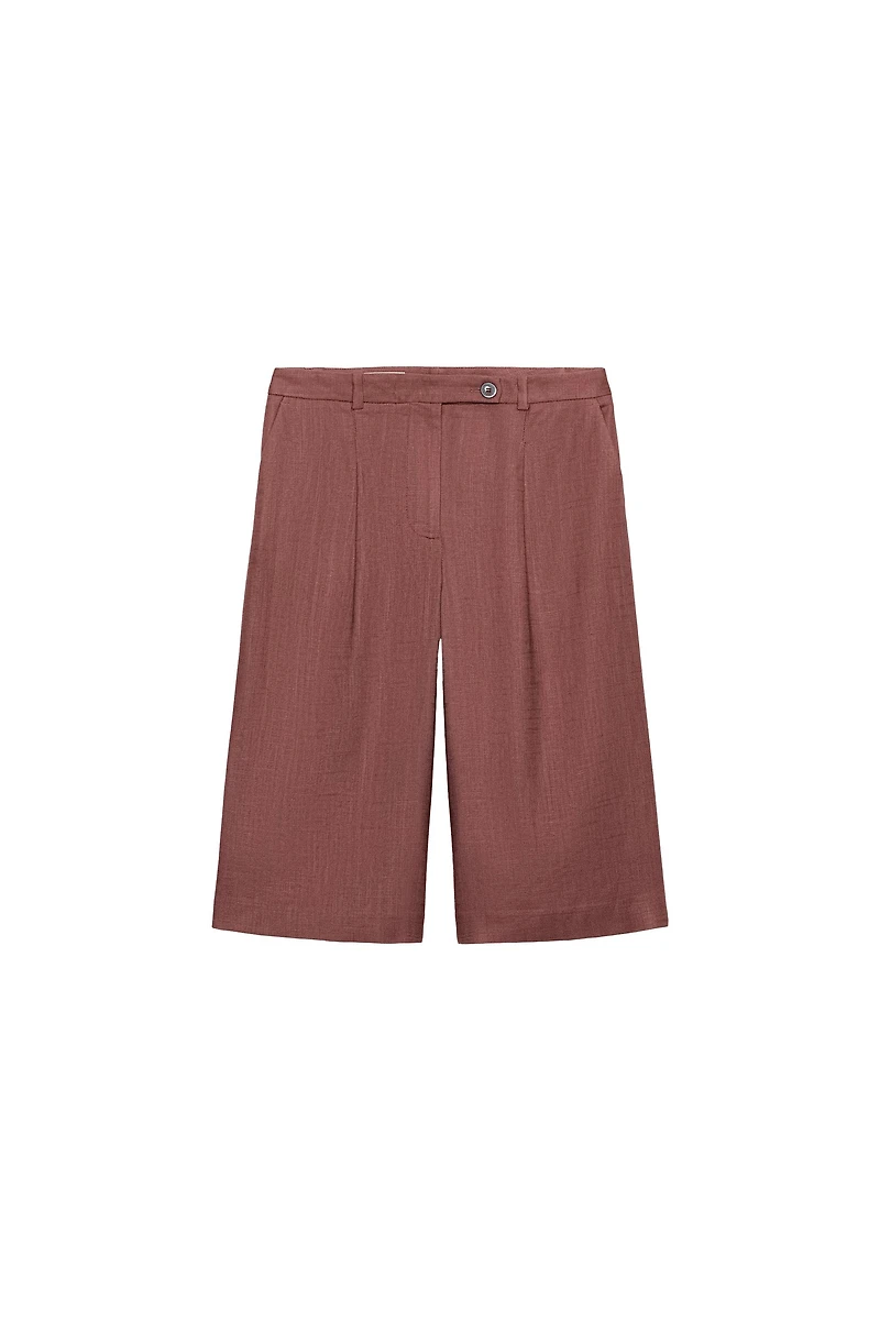 LONG LINEN BLEND SHORTS