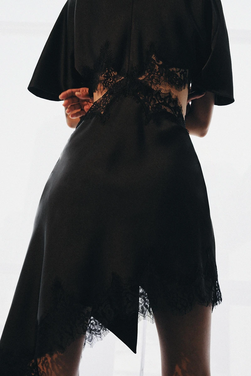 SATIN EFFECT LACE DRESS ZW COLLECTION