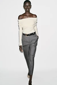 BELTED CUFFED HEM PANTS