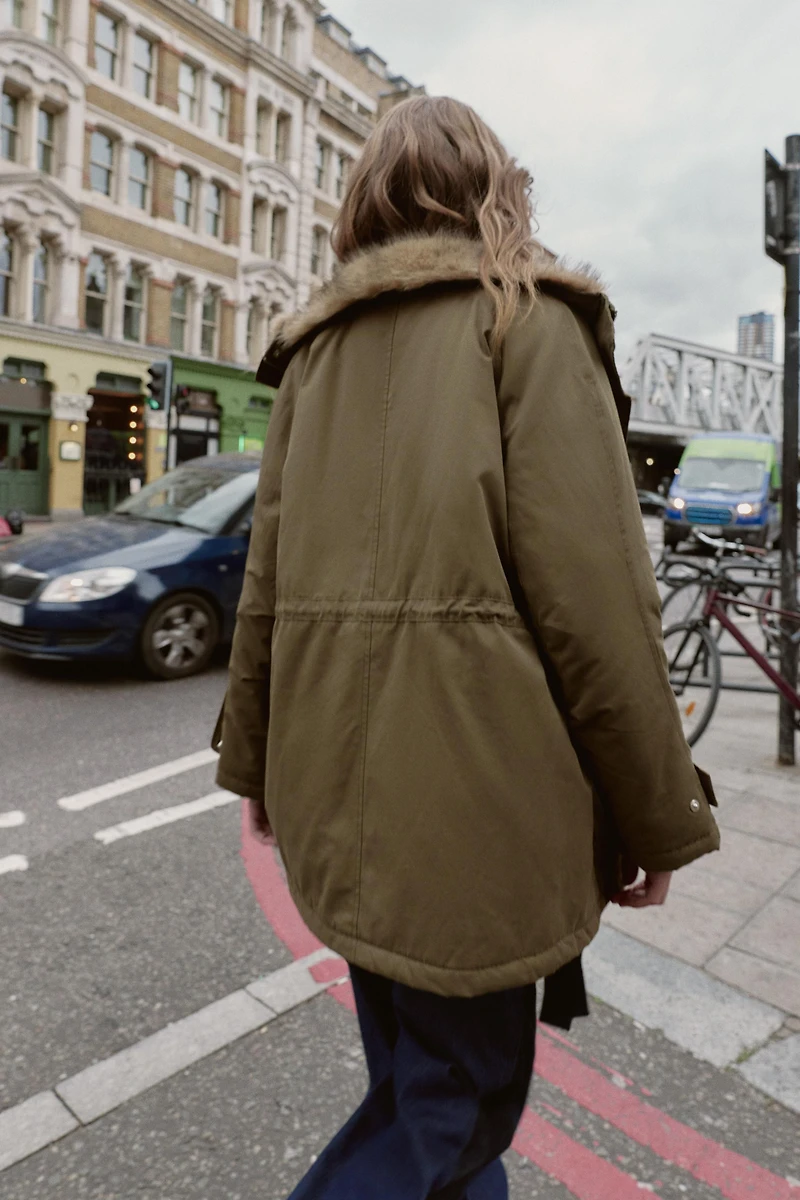 PARKA REMBOURRÉE INTÉRIEUR EFFET FOURRURE