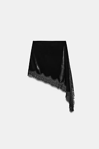 ASYMMETRIC VELVET LACE SKIRT ZW COLLECTION