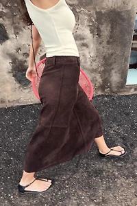 FAUX SUEDE CAPE SKIRT