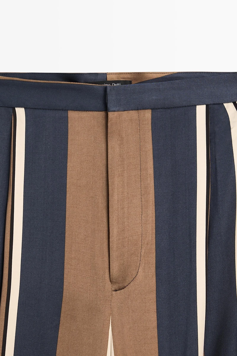 Satin pants with tie-up hem detail