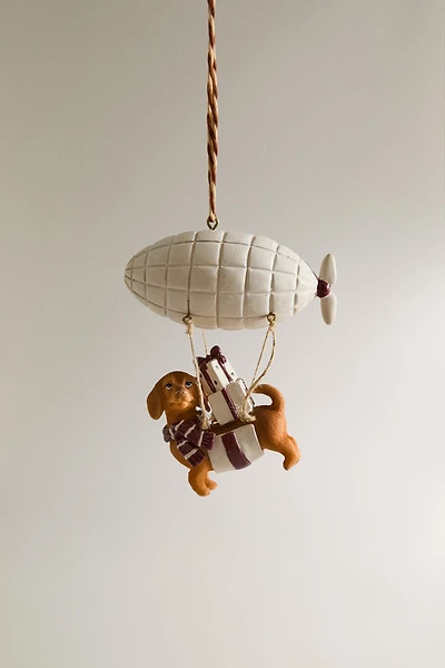 DOG HOT AIR BALLOON CHRISTMAS TREE ORNAMENT
