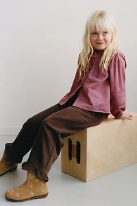 TWILL CULOTTES WITH RUFFLED HEM