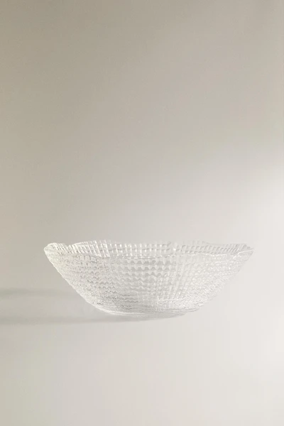 GLASS BOWL WITH RAISED DESIGN