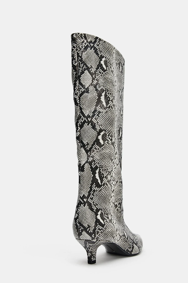 ANIMAL PRINT HEELED BOOTS