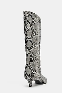 ANIMAL PRINT HEELED BOOTS