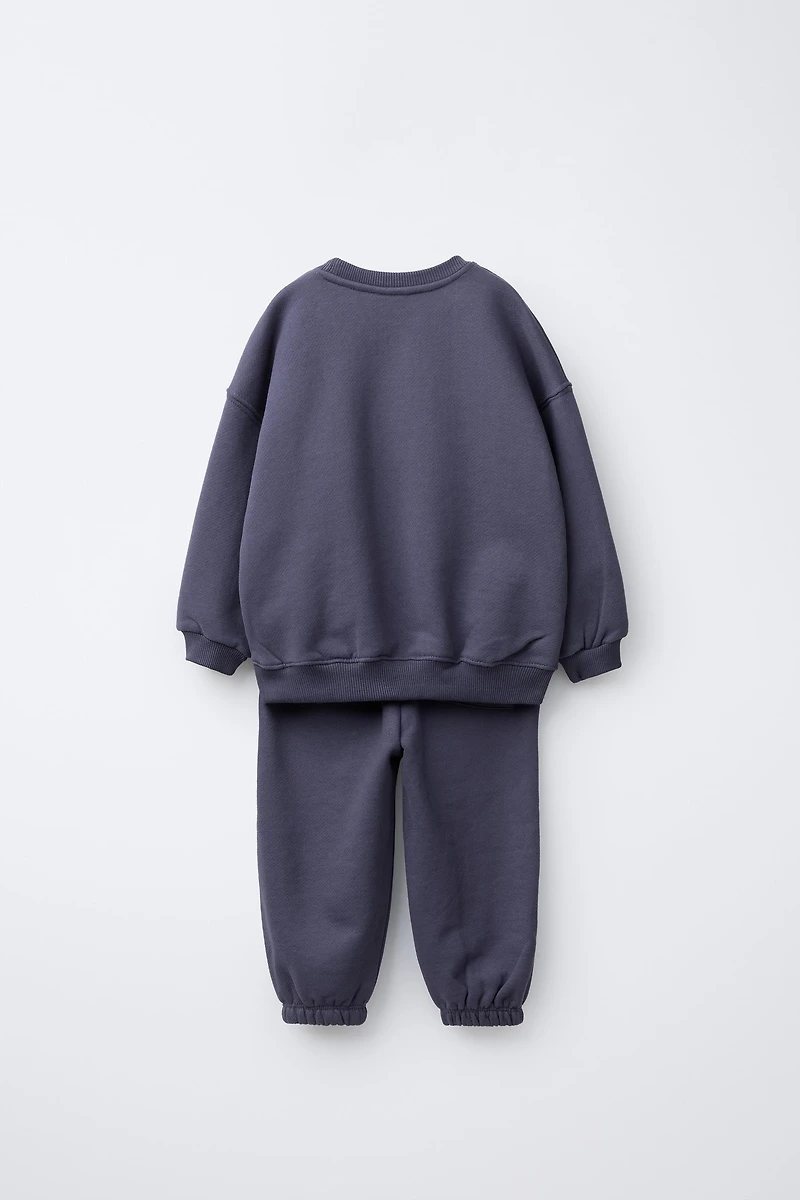 JOGGING SET SWEATSHIRT AND PANTS EMBROIDERED TEXT