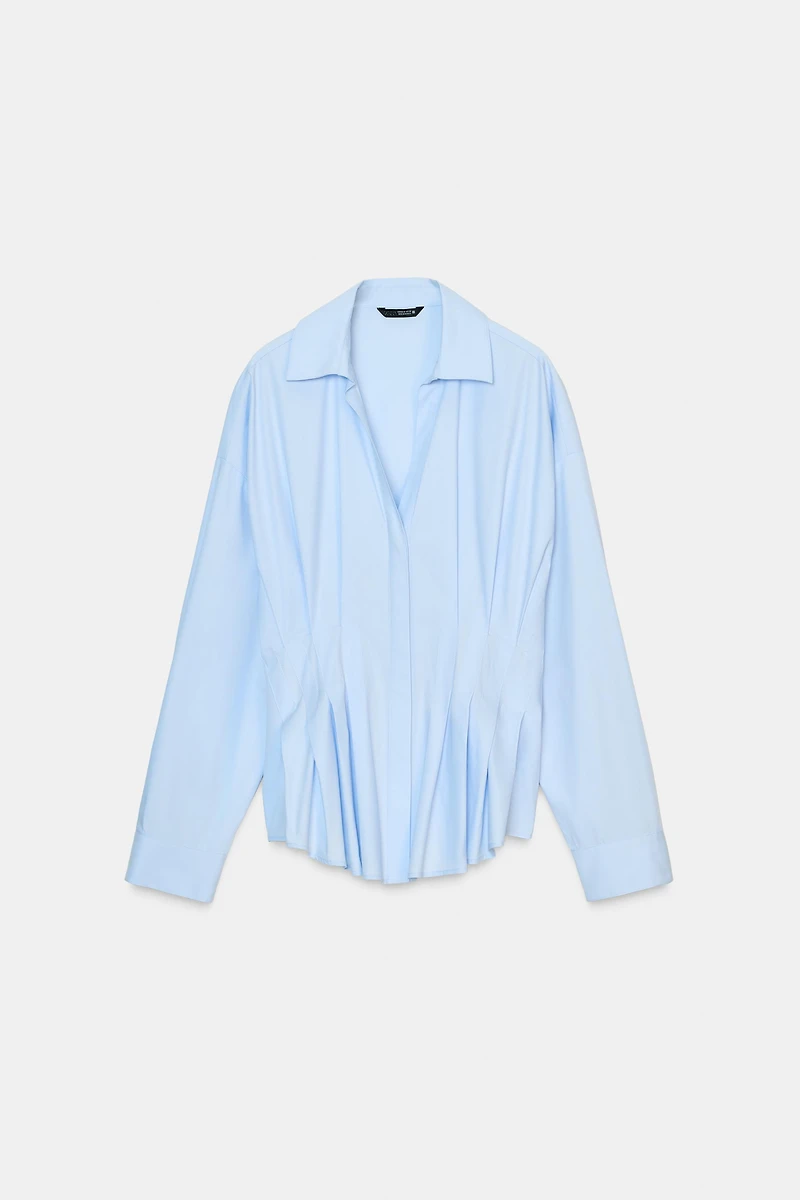 PLEATED POPLIN SHIRT
