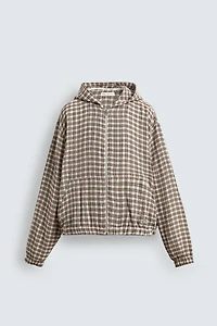 PLAID HOODED OVERSHIRT