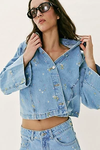 Z1975 EMBROIDERED FLORAL DENIM JACKET SET