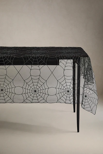 HALLOWEEN COBWEB TULLE TABLECLOTH