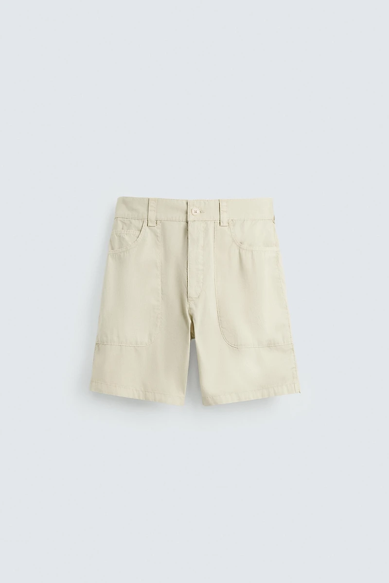 WASHED COTTON BERMUDA SHORTS