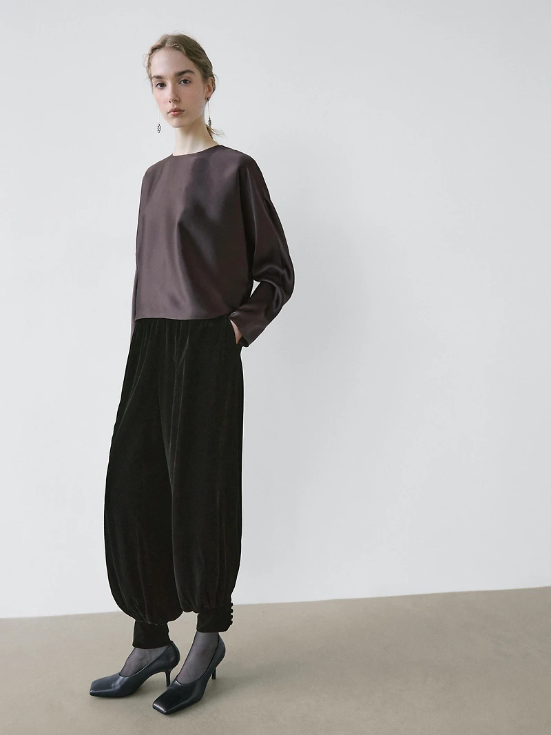 100% silk short batwing sleeve blouse - STUDIO