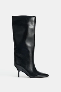 KITTEN HEEL HIGH BOOTS