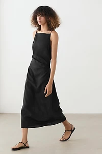Robe midi à bretelles en lin