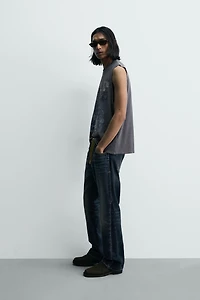 WASHED KNIT PRINTED TANK TOP