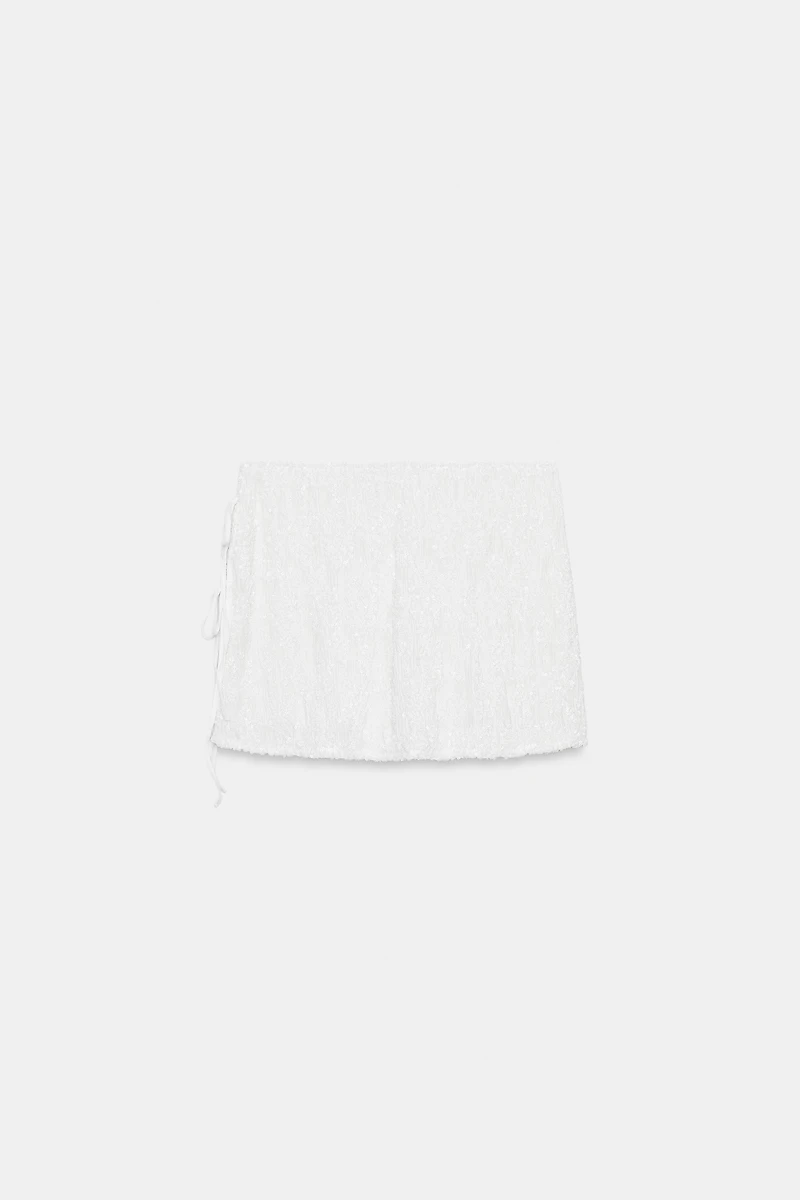 SEQUINED MINI SKIRT WITH TIES