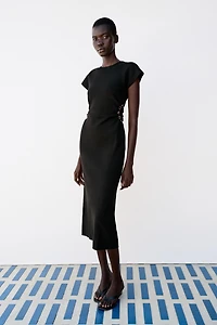 BEADED CUT-OUT KNIT DRESS