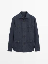 Surchemise en lin lourd avec détail poches