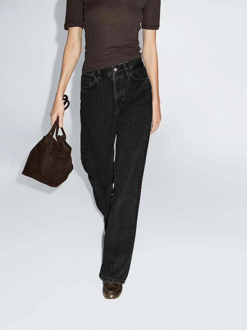 High-waist straight-leg jeans