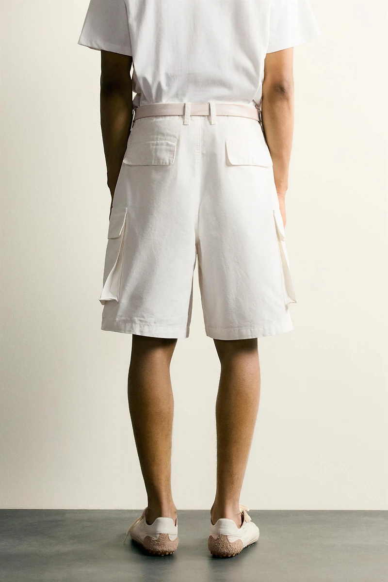 RELAXED FIT CANVAS CARGO SHORTS