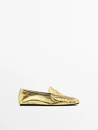Gold penny loafers