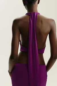 GATHERED HALTER MAXI DRESS