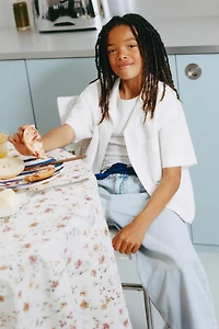 LINEN AND COTTON SPREAD COLLAR SHIRT