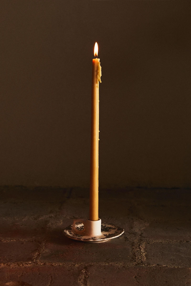 FLORAL EARTHENWARE CANDLEHOLDER