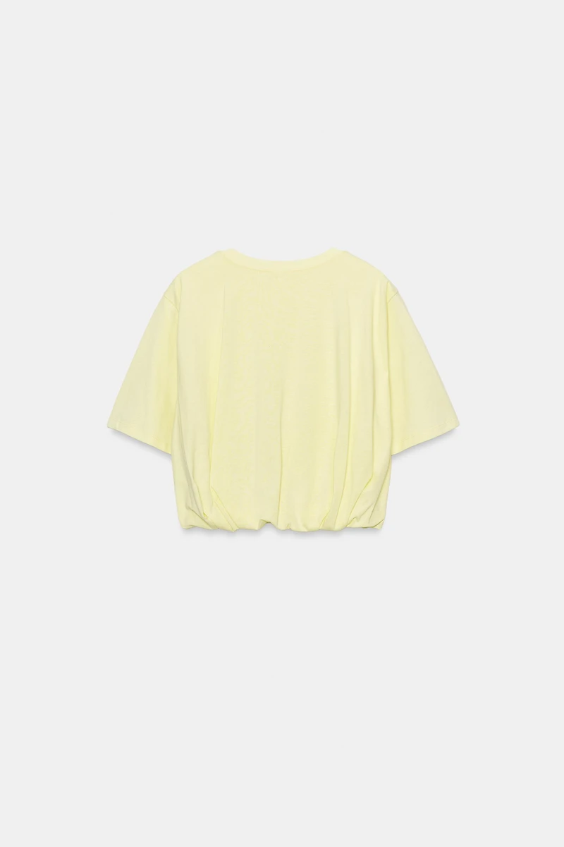 CROPPED PUFF HEM T-SHIRT