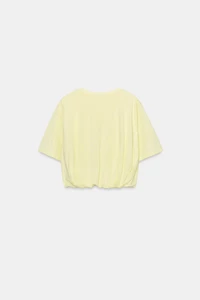 CROPPED PUFF HEM T-SHIRT