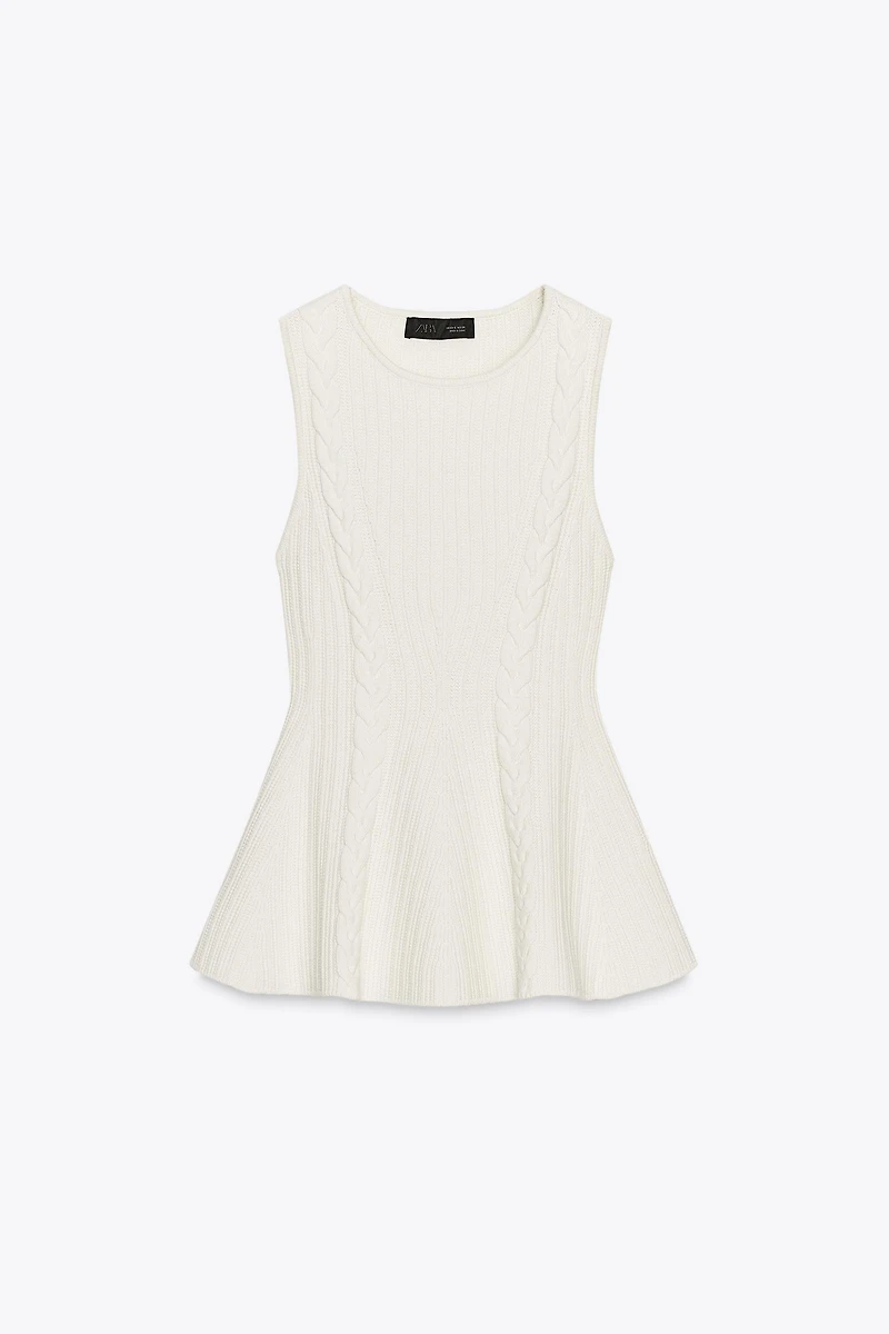 CABLE KNIT PEPLUM TOP