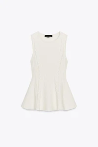 CABLE KNIT PEPLUM TOP