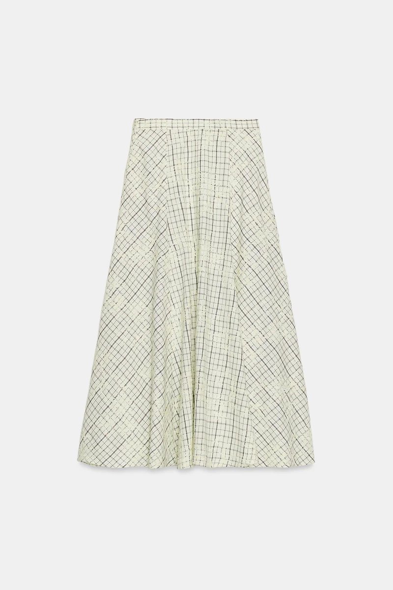 EMBROIDERED PLAID SKIRT WITH BOWS