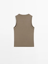 Heavy weight ribbed round neck top