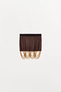 BEADED FRINGE MINI SKIRT
