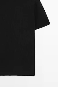 Short sleeve turtleneck knit sweater