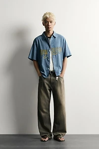 RELAXED FIT PLAID ZIPPER SHIRT
