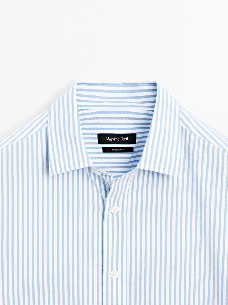 Regular fit striped cotton shirt