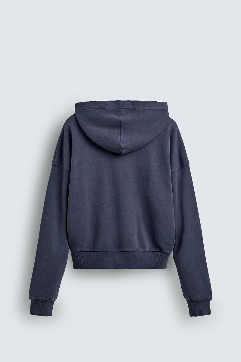 COMBINATION WAFFLE HOODIE SWEATSHIRT
