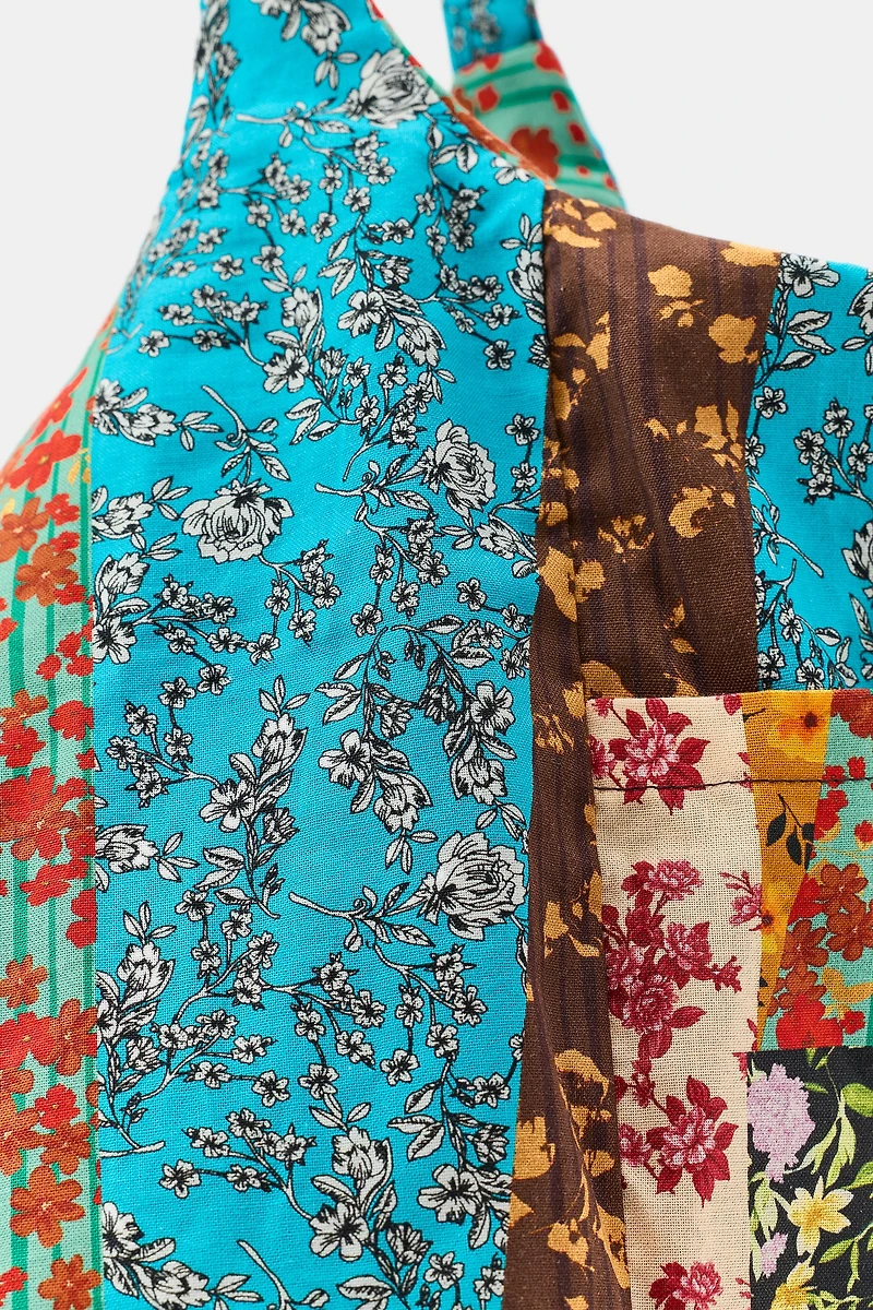 100% COTTON FLORAL PRINT MAXI BAG