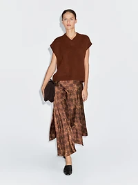 Chequered print midi skirt