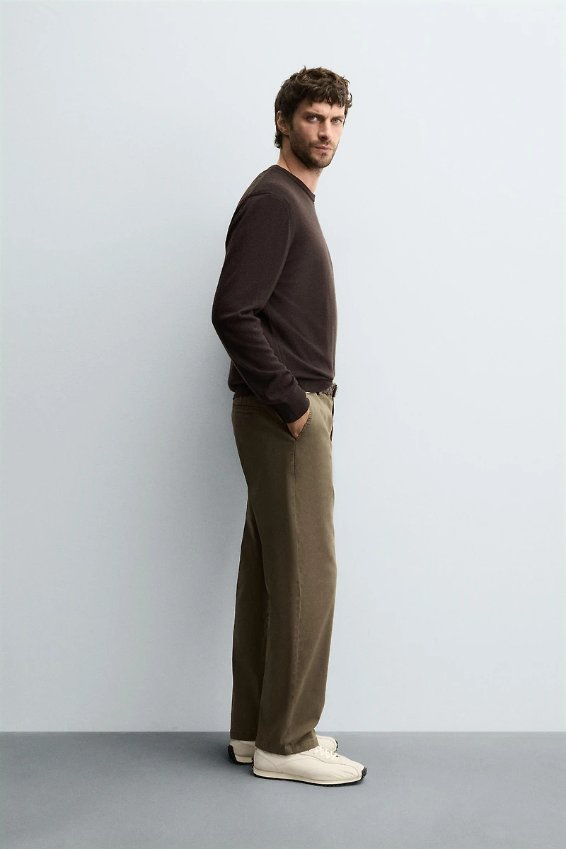 STRAIGHT FIT TWILL PANTS