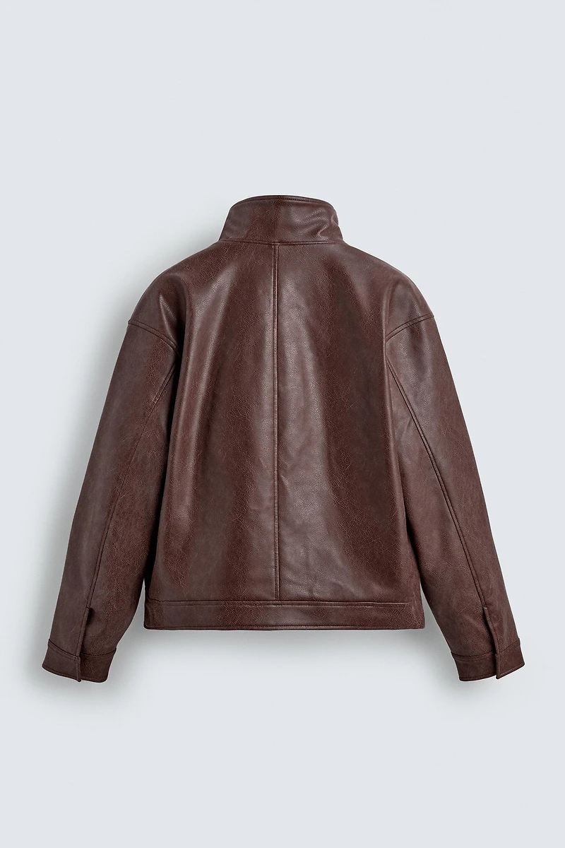 WASHED FAUX LEATHER JACKET
